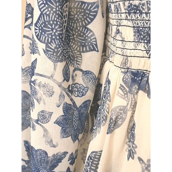 Sachin & Babi Dress Sz Small Blue Floral Shirred Mini w/ Baloon Sleeve Lined NWT - Picture 8 of 16